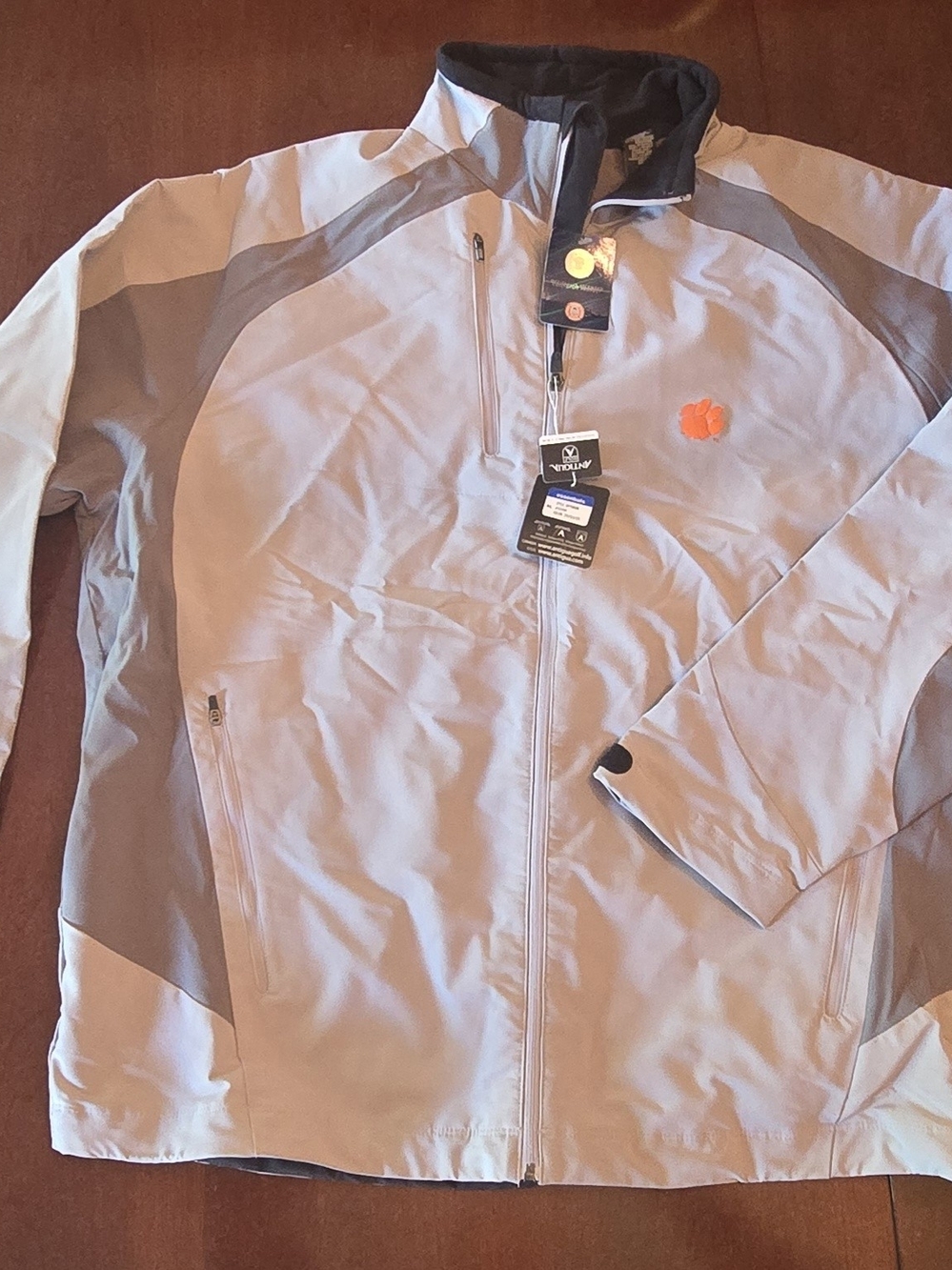 CLEMSON - Men's Grey Windbreaker Jacket with Orange Logo